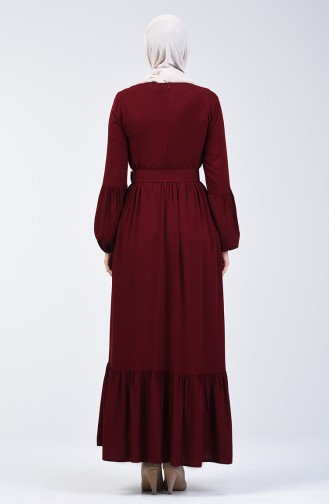 Gürtel Detailliertes Kleid 4534-03 Kirsche 4534-03