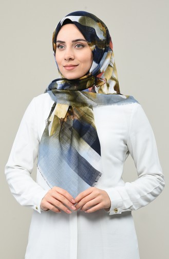 Flower Patterned Scarf Ice Blue 2461-02
