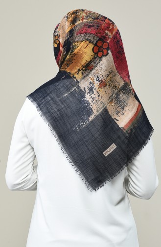 Patterned Scarf Navy Blue Red 2464-05