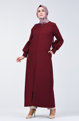 Ruched Sleeve Abaya 0268-04 Claret Red 0268-04