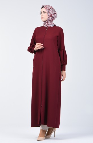 Gerafftes Abaya 0268-04 Weinrot 0268-04