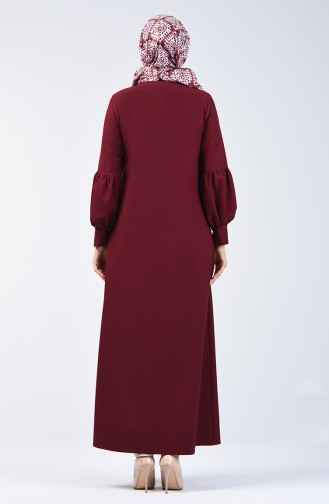 Ruched Sleeve Abaya 0268-04 Claret Red 0268-04