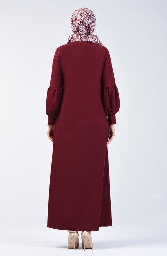 Gerafftes Abaya 0268-04 Weinrot 0268-04