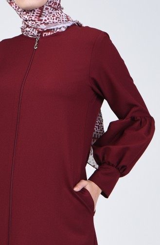 Ruched Sleeve Abaya 0268-04 Claret Red 0268-04