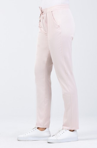 Pleated Bird Eye Detailed Trousers 1436PNT-01 Powder 1436PNT-01