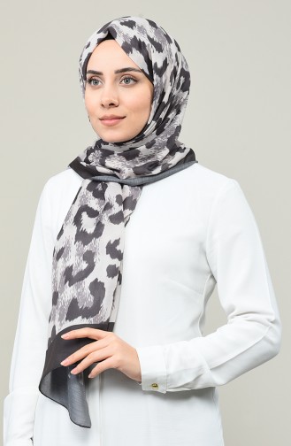 Patterned Cotton Shawl Dark Gray Cream 95330-01