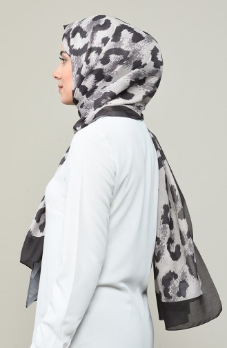 Patterned Cotton Shawl Dark Gray Cream 95330-01