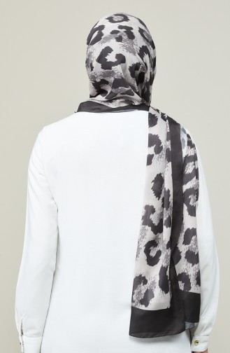 Patterned Cotton Shawl Dark Gray Cream 95330-01