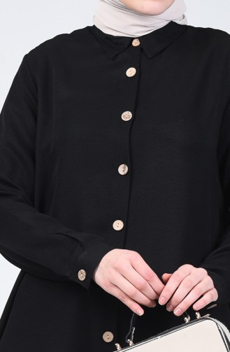 Buttoned Tunic Trousers Double Suit Black 1310-03