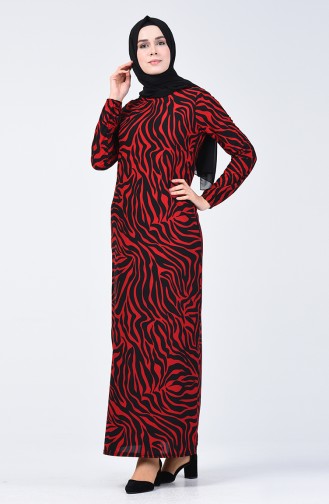 Robe à Motifs 8859-05 Bordeaux Rouge 8859-06