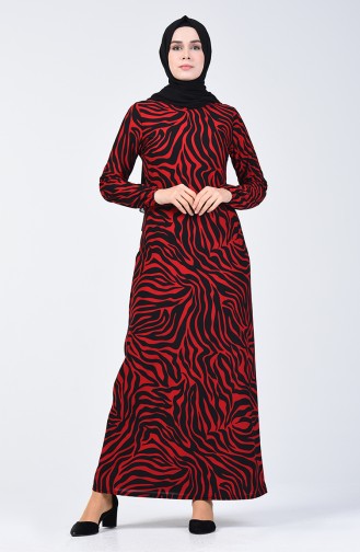 Robe à Motifs 8859-05 Bordeaux Rouge 8859-06