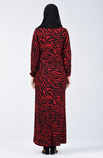 فستان منقوش أحمر 8859-06