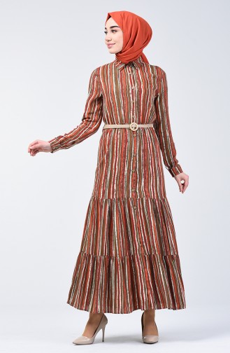 Striped Viscose Dress 0355-01 Red 0355-01