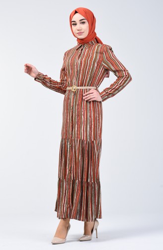 Striped Viscose Dress 0355-01 Red 0355-01