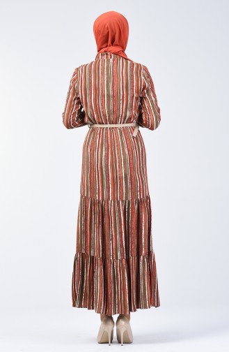 Striped Viscose Dress 0355-01 Red 0355-01