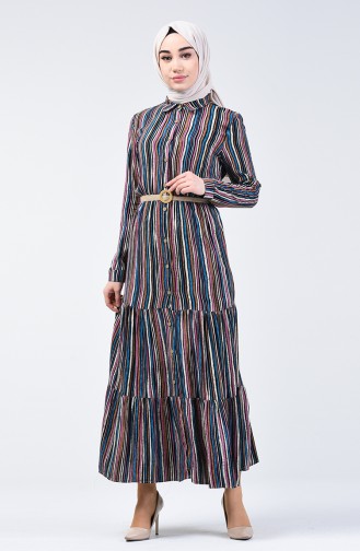 Striped Viscose Dress 0355-02 Blue 0355-02