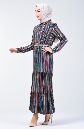 Striped Viscose Dress 0355-02 Blue 0355-02