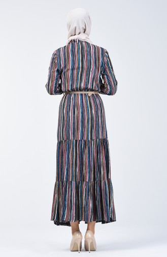 Striped Viscose Dress 0355-02 Blue 0355-02