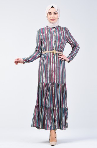 Striped Viscose Dress 0355-03 Smoke 0355-03