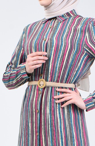 Striped Viscose Dress 0355-03 Smoke 0355-03