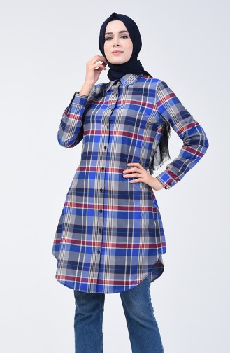 Kareli Tunik 6444-02 Mavi