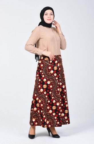 Decorated Skirt 1057-04 Claret Red 1057-04