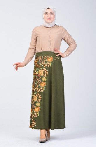 Decorated Skirt 1055-03 Khaki Green 1055-03