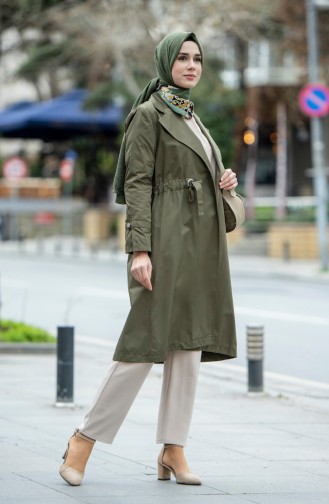 Khaki Trench Coats Models 1408-01