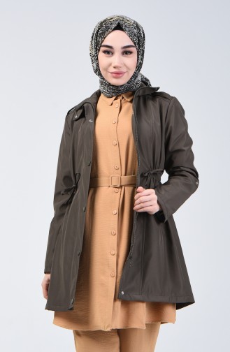 Zippered Trench Coat 1409-02 Khaki 1409-02