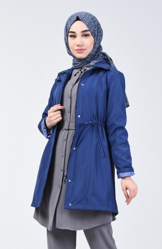 Zippered Trench Coat 1409-04 Indigo 1409-04