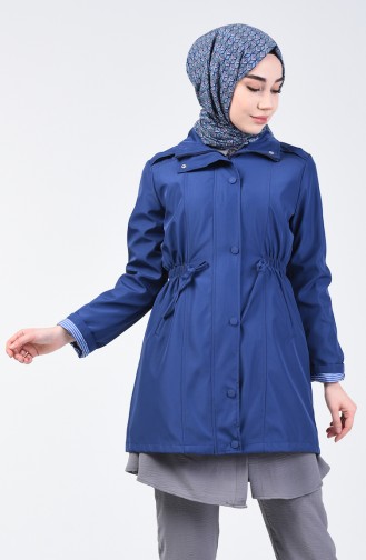 Zippered Trench Coat 1409-04 Indigo 1409-04