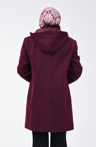 Big Size Hooded Felt Coat Damson 0114-01