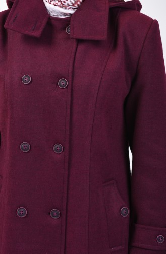 Big Size Hooded Felt Coat Damson 0114-01