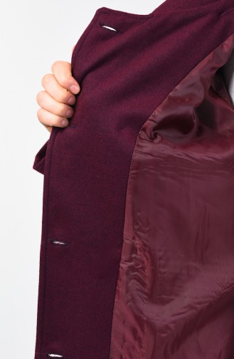 Big Size Hooded Felt Coat Damson 0114-01