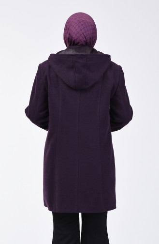 Big Size Hooded Felt Coat Purple 0114-04