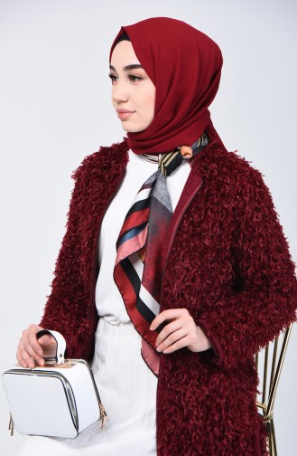 Feathered Zippered Cape Bordeaux 4441-01