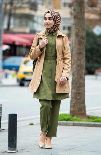 Zippered Trench Coat 1409-05 Caramel 1409-05