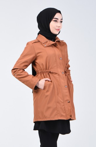 Zippered Trench Coat 1409-01 Brick Red 1409-01
