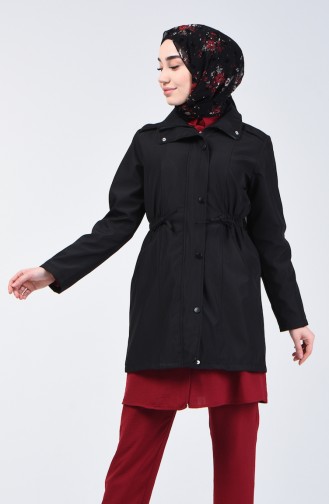 Zippered Trench Coat 1409-03 Black 1409-03