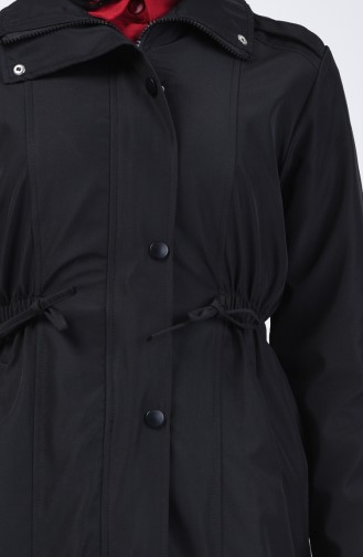 Trench Coat à Fermeture 1409-03 Noir 1409-03