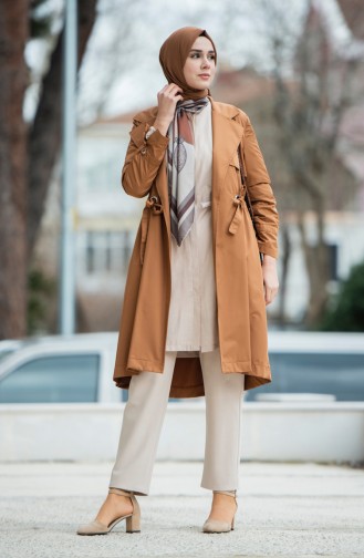 Double Breasted Trench Coat 1408-05 Tobacco 1408-05