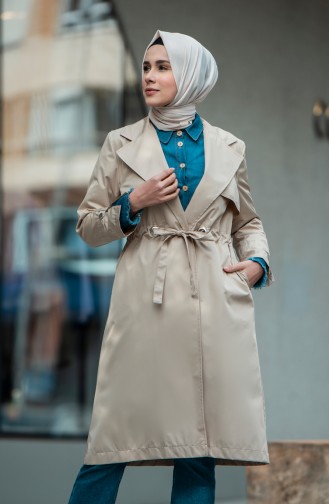 Double Breasted Trench Coat 1408-03 Stone 1408-03