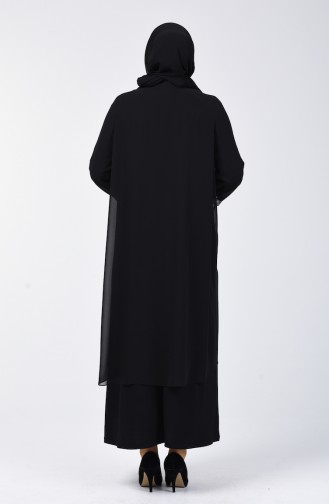 فستان سهرة مزين بالستراس مقاس كبير أسود 3152-02