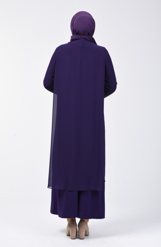 Purple Hijab Evening Dress 3152-03