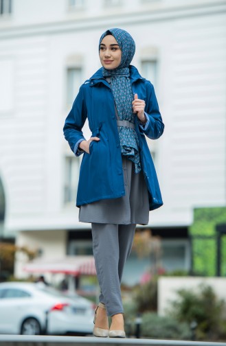 Trenchcoat mit Reissverschluss 1409-04 Indigo 1409-04