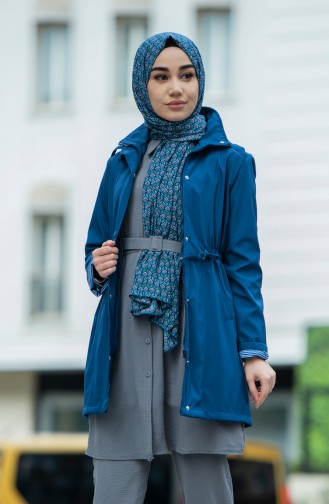 Zippered Trench Coat 1409-04 Indigo 1409-04