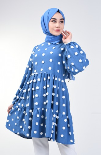 Polka Dot Tunika aus Aerobin Stoff 1403-02 Blau 1403-02