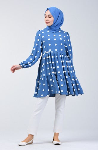 Polka Dot Tunika aus Aerobin Stoff 1403-02 Blau 1403-02