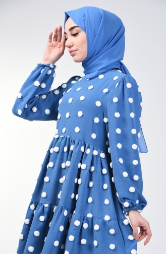 Aerobin Kumaş Puantiyeli Tunik 1403-02 Mavi