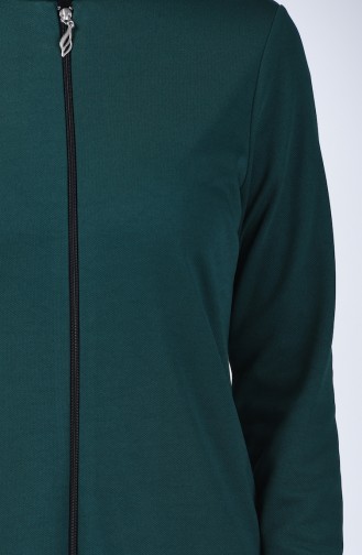 Elastic Sleeve Zippered Abaya 3053-02 Jade Green 3053-02